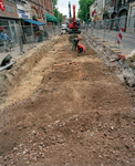 843676 Gezicht in de Nobelstraat te Utrecht waar archeologisch onderzoek wordt verricht op het tracé van de toekomstige ...